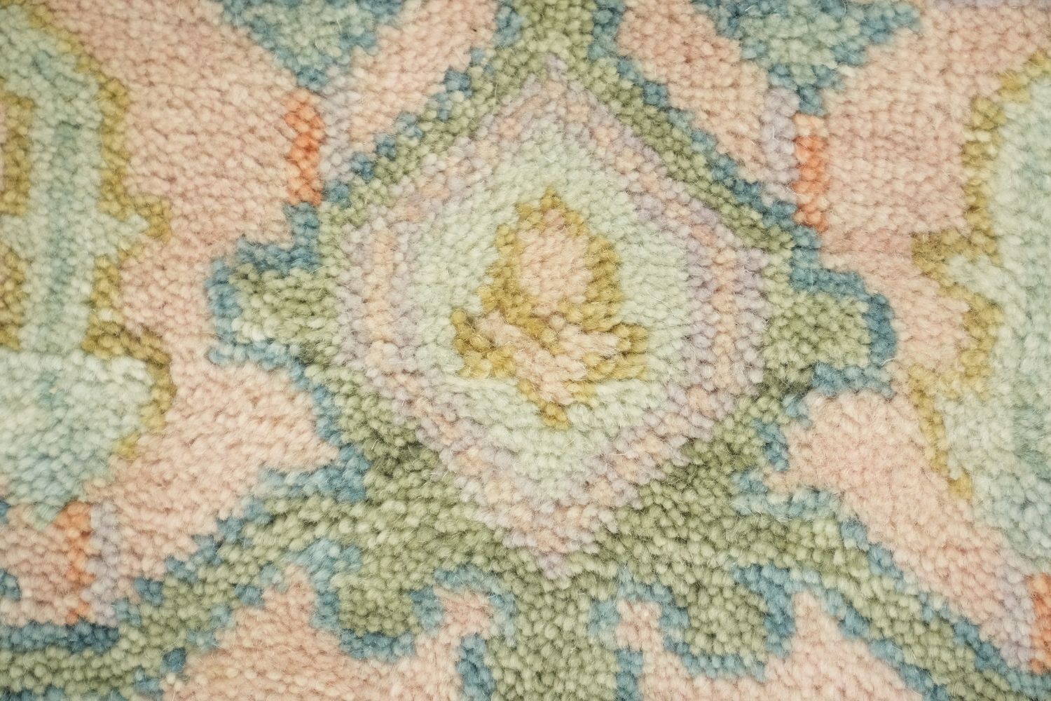 Vintage Pastel Mint Green 6'x9' Floral Oushak Area Rug with Elegant Ornate Design