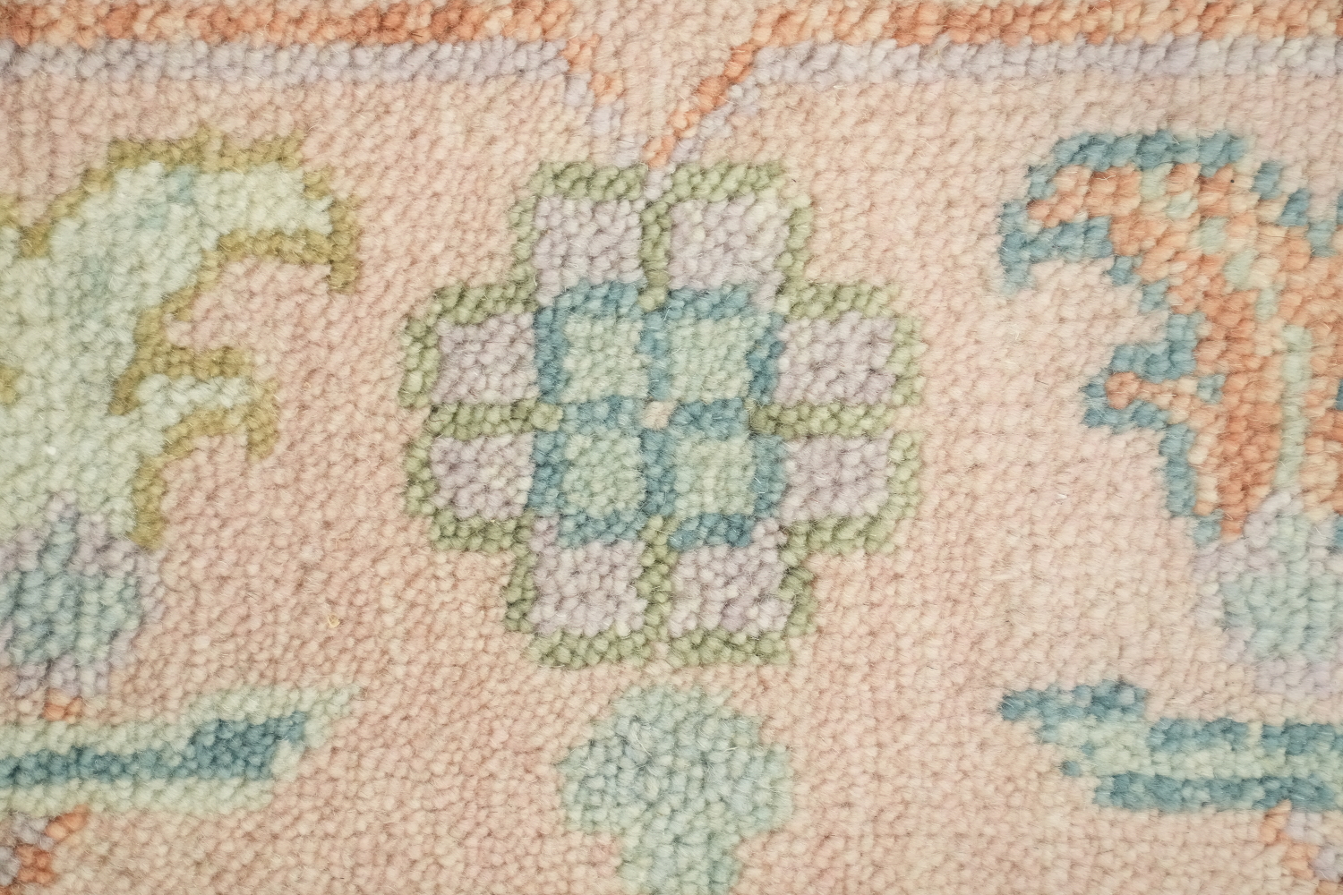 Vintage Pastel Mint Green 6'x9' Floral Oushak Area Rug with Elegant Ornate Design