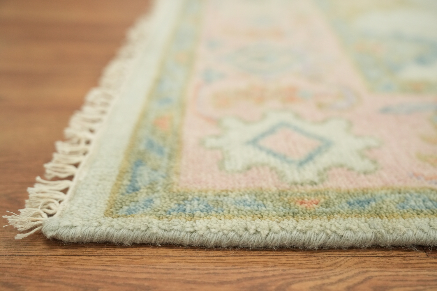 Vintage Pastel Mint Green 6'x9' Floral Oushak Area Rug with Elegant Ornate Design