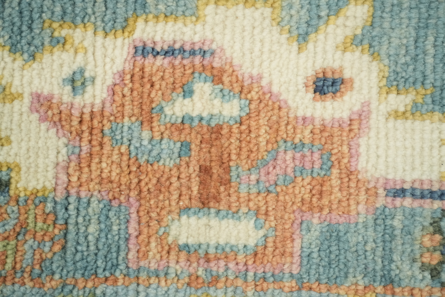Pastel Blue Traditional Oushak Hand Made Area Rug 6x9
