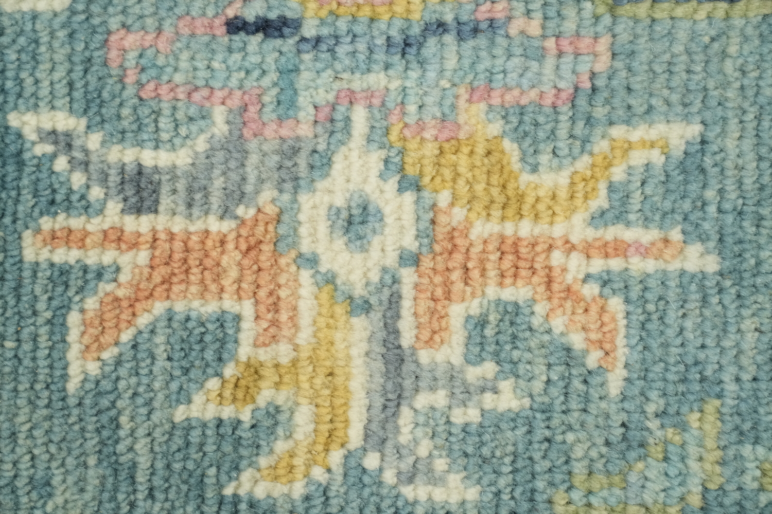 Pastel Blue Traditional Oushak Hand Made Area Rug 6x9