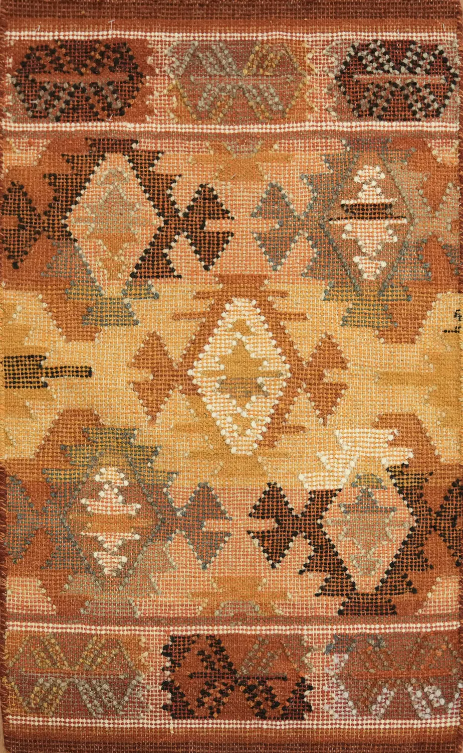 2x3 Geometric Kilim Oriental Rug – Hand-Woven Wool Tribal Entryway Rug