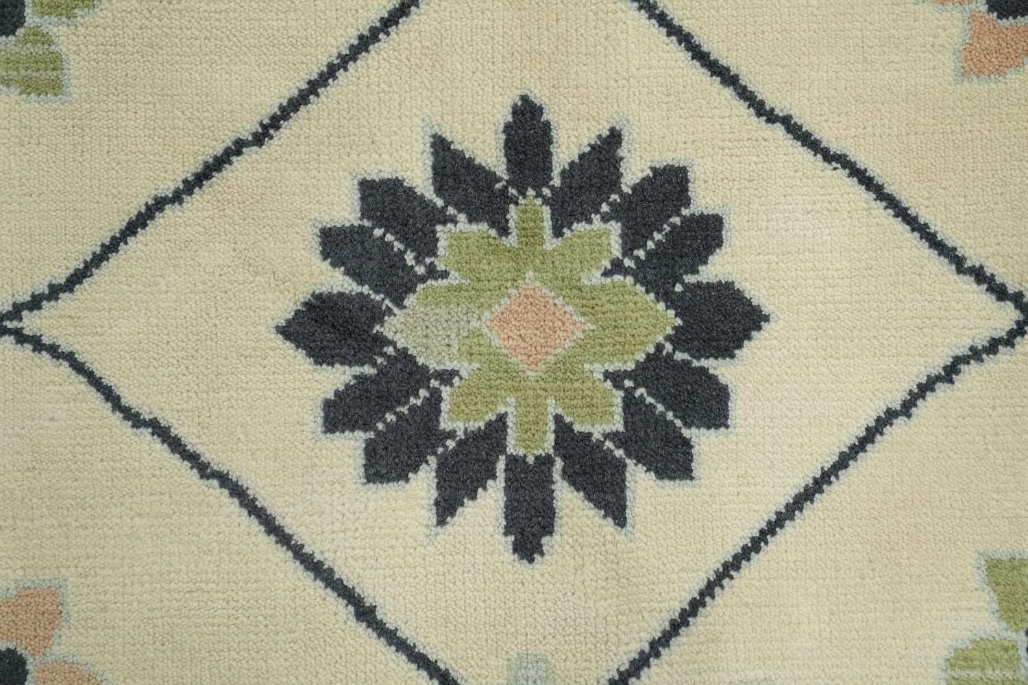 Ivory with Blue Border Traditional Oushak Hand Made Large Rug 10x14