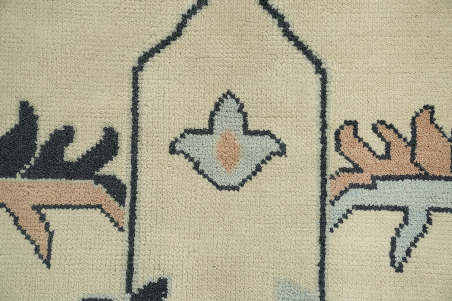 Ivory with Blue Border Traditional Oushak Hand Made Large Rug 10x14