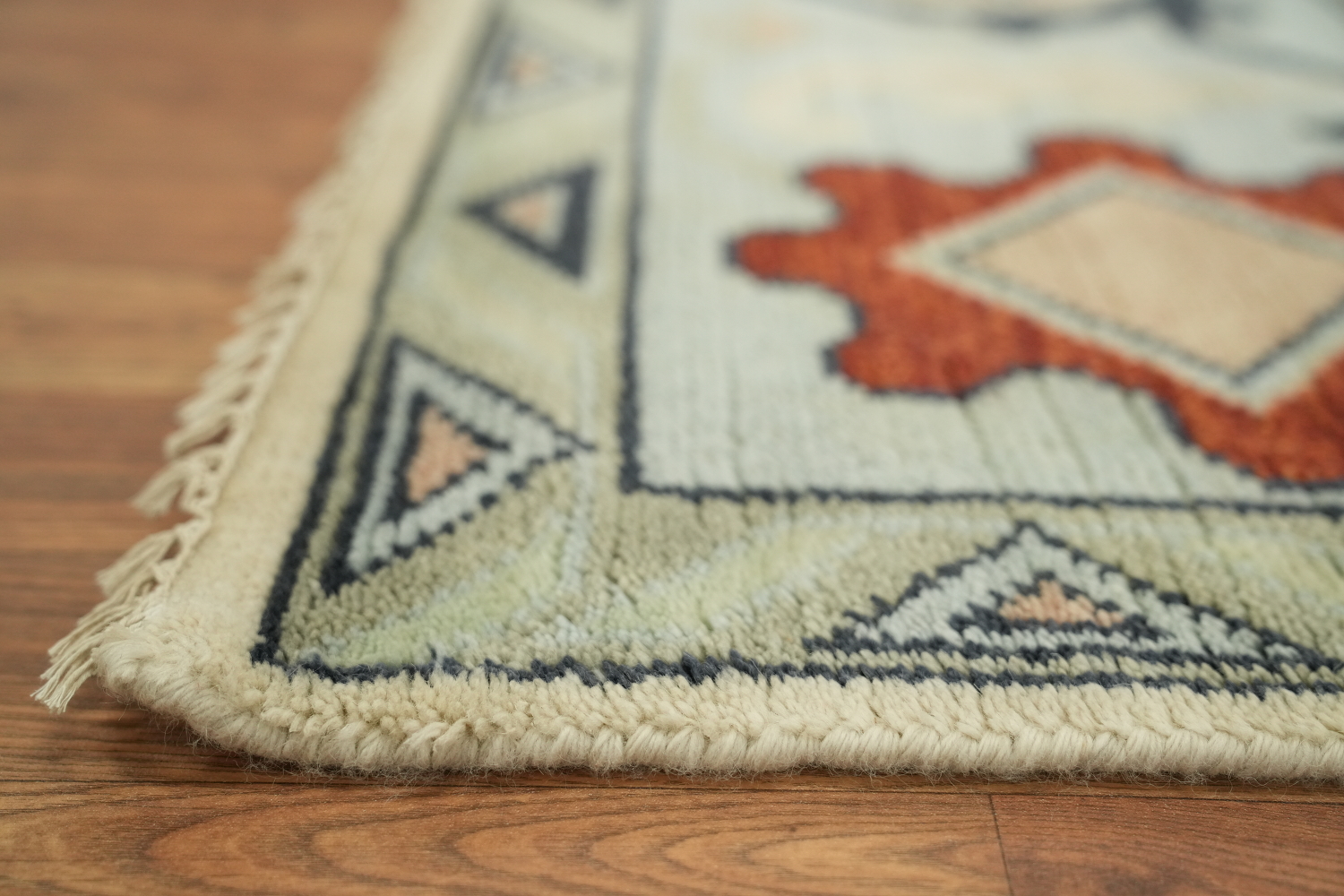Ivory with Blue Border Traditional Oushak Hand Made Large Rug 10x14