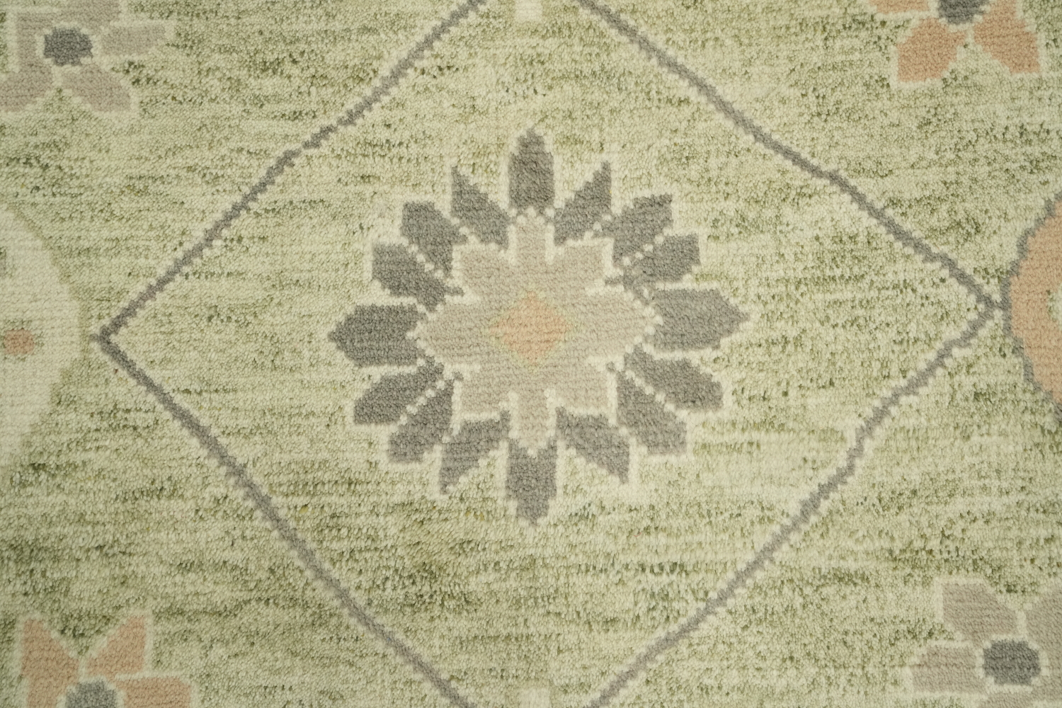 Muted Pastel Sage Green Oushak Rug Hand-Knotted Wool 9'x12'