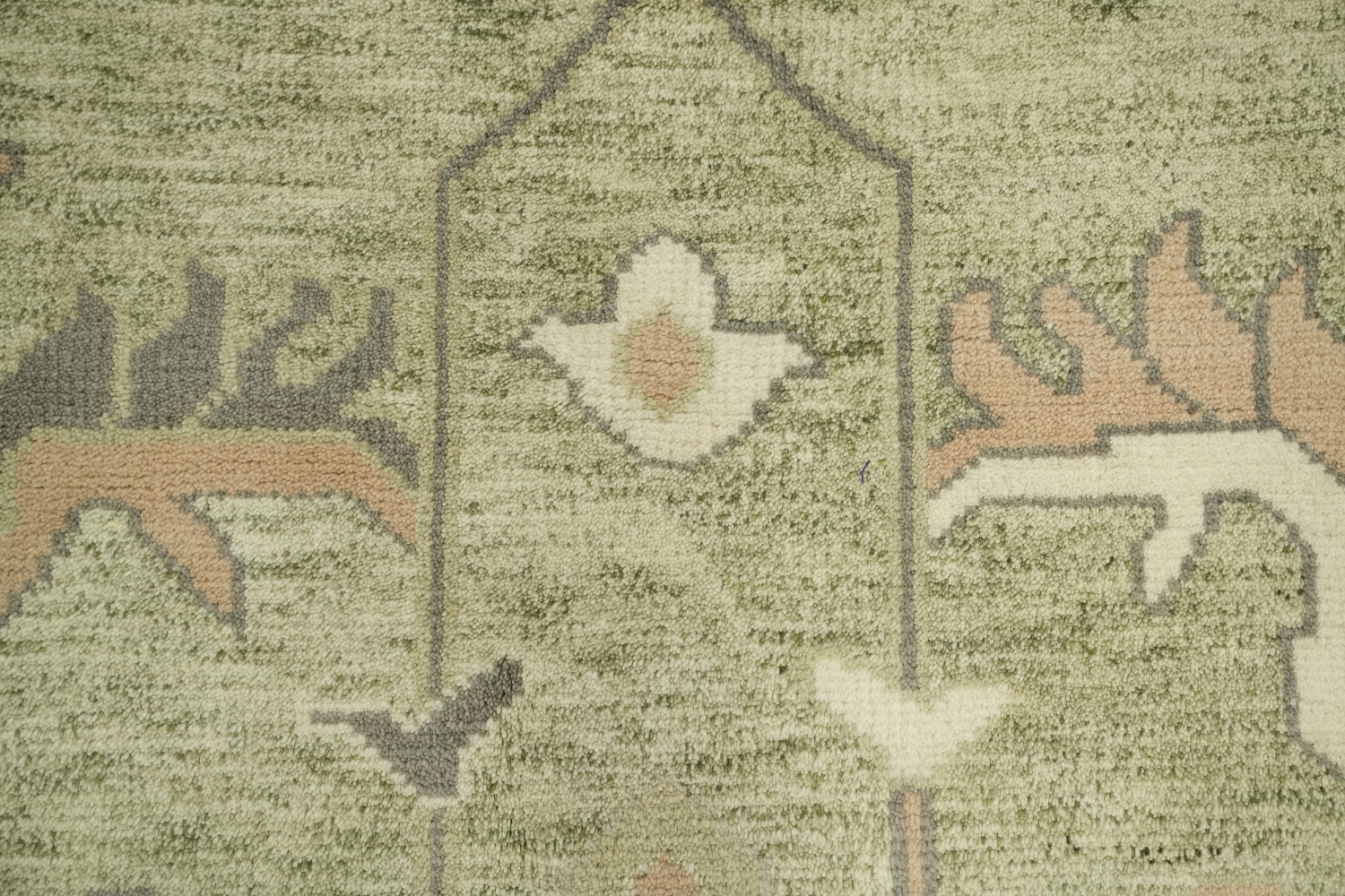 Muted Pastel Sage Green Oushak Rug Hand-Knotted Wool 9'x12'