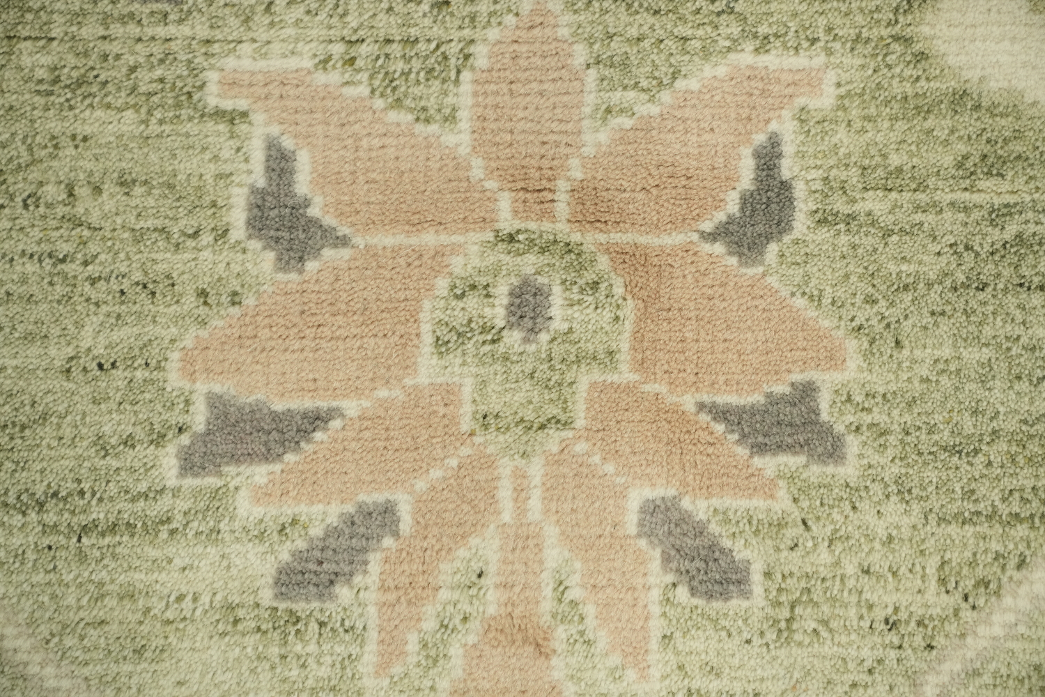 Muted Pastel Sage Green Oushak Rug Hand-Knotted Wool 9'x12'