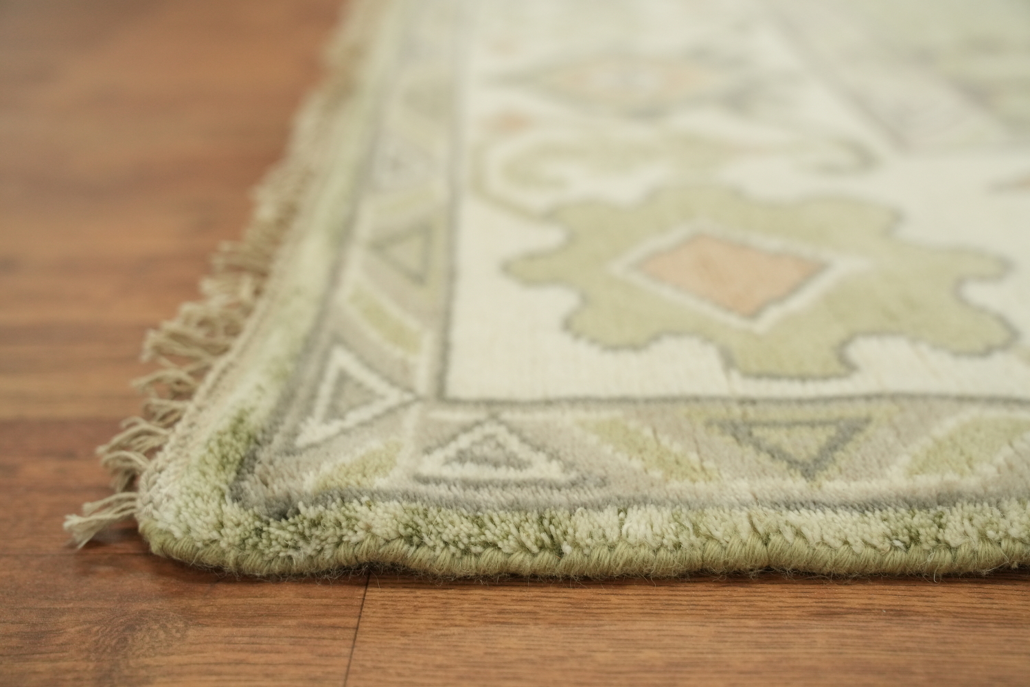 Muted Pastel Sage Green Oushak Rug Hand-Knotted Wool 9'x12'
