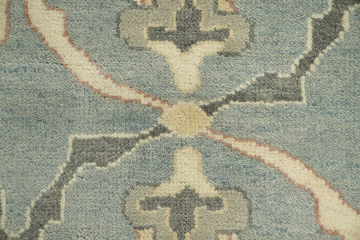 Luxurious Living: Artful Blue Medallion Oushak Wool Rug for Elegant Spaces 9x12