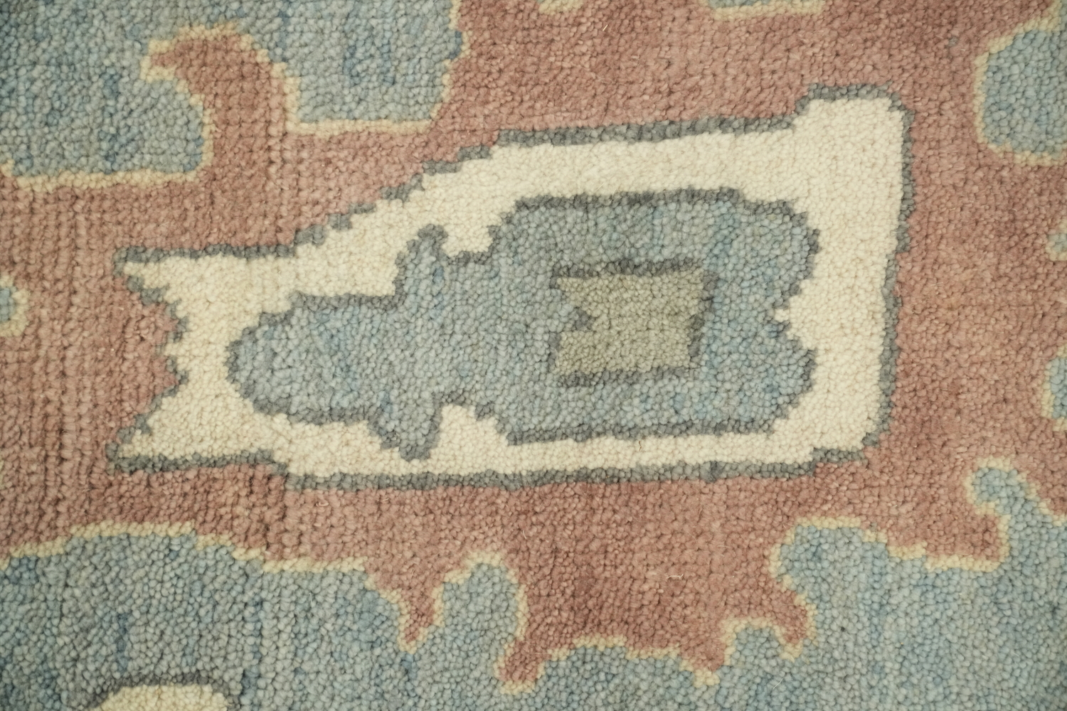 Luxurious Living: Artful Blue Medallion Oushak Wool Rug for Elegant Spaces 9x12