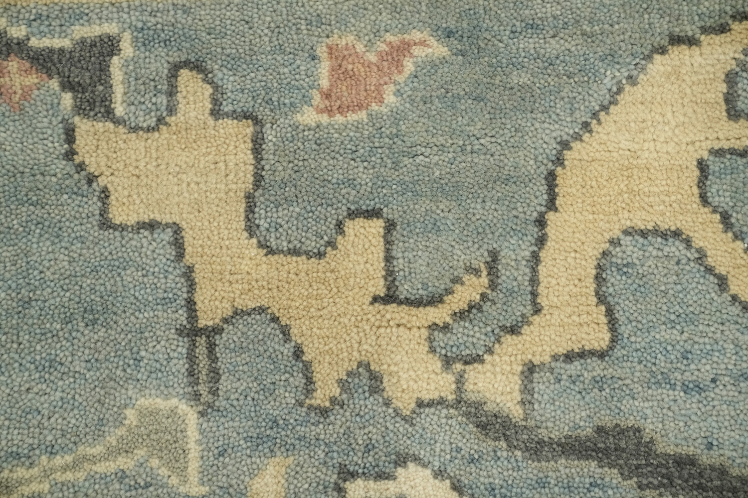Luxurious Living: Artful Blue Medallion Oushak Wool Rug for Elegant Spaces 9x12