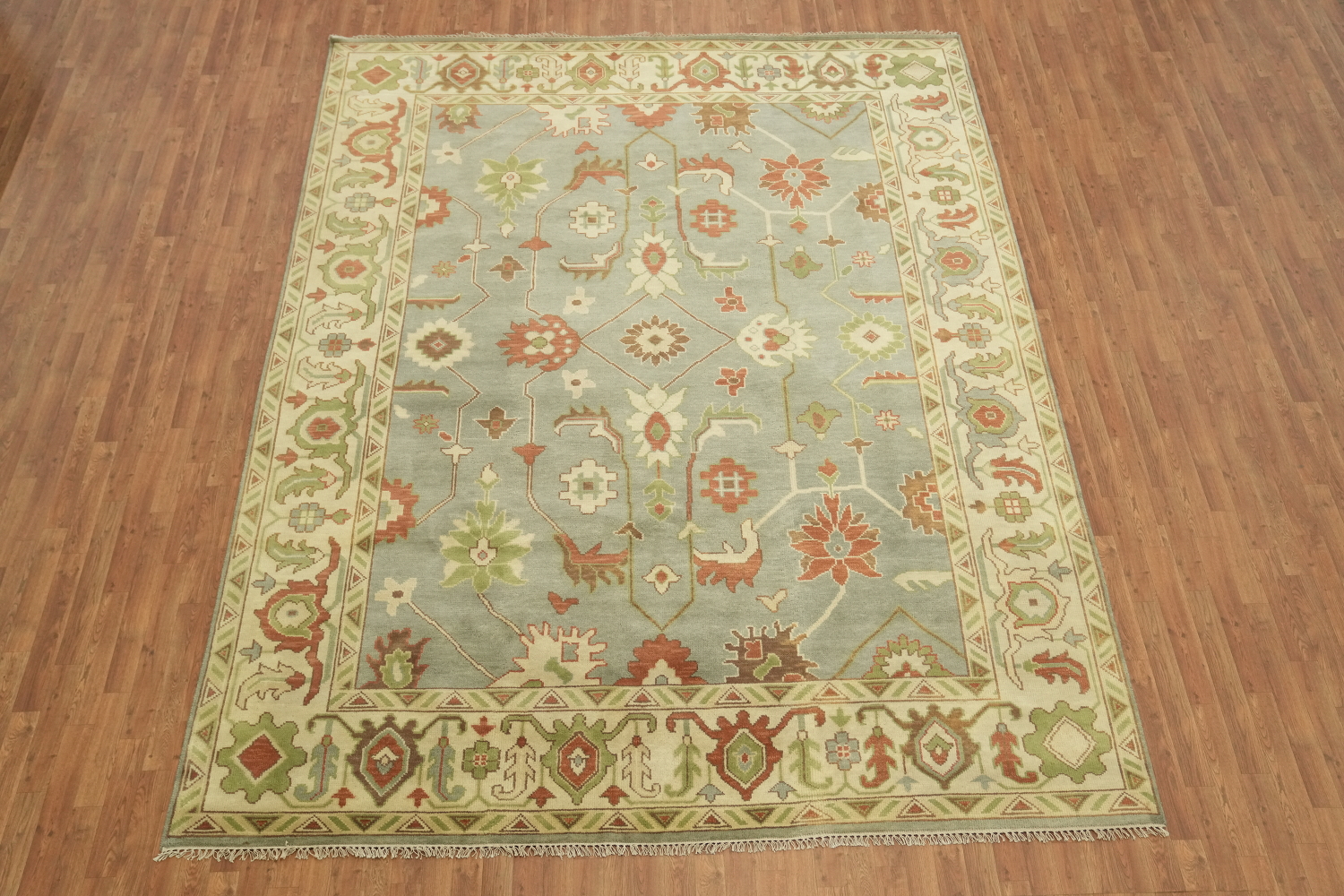 Classic Hand-Knotted Oushak Rug with Warm Earth Tone Colors 9x12
