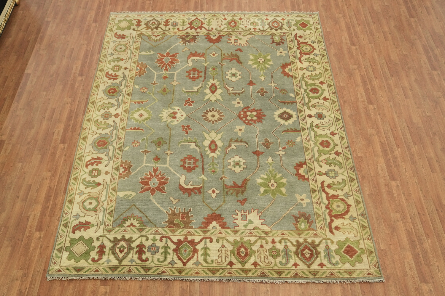 Classic Hand-Knotted Oushak Rug with Warm Earth Tone Colors 9x12