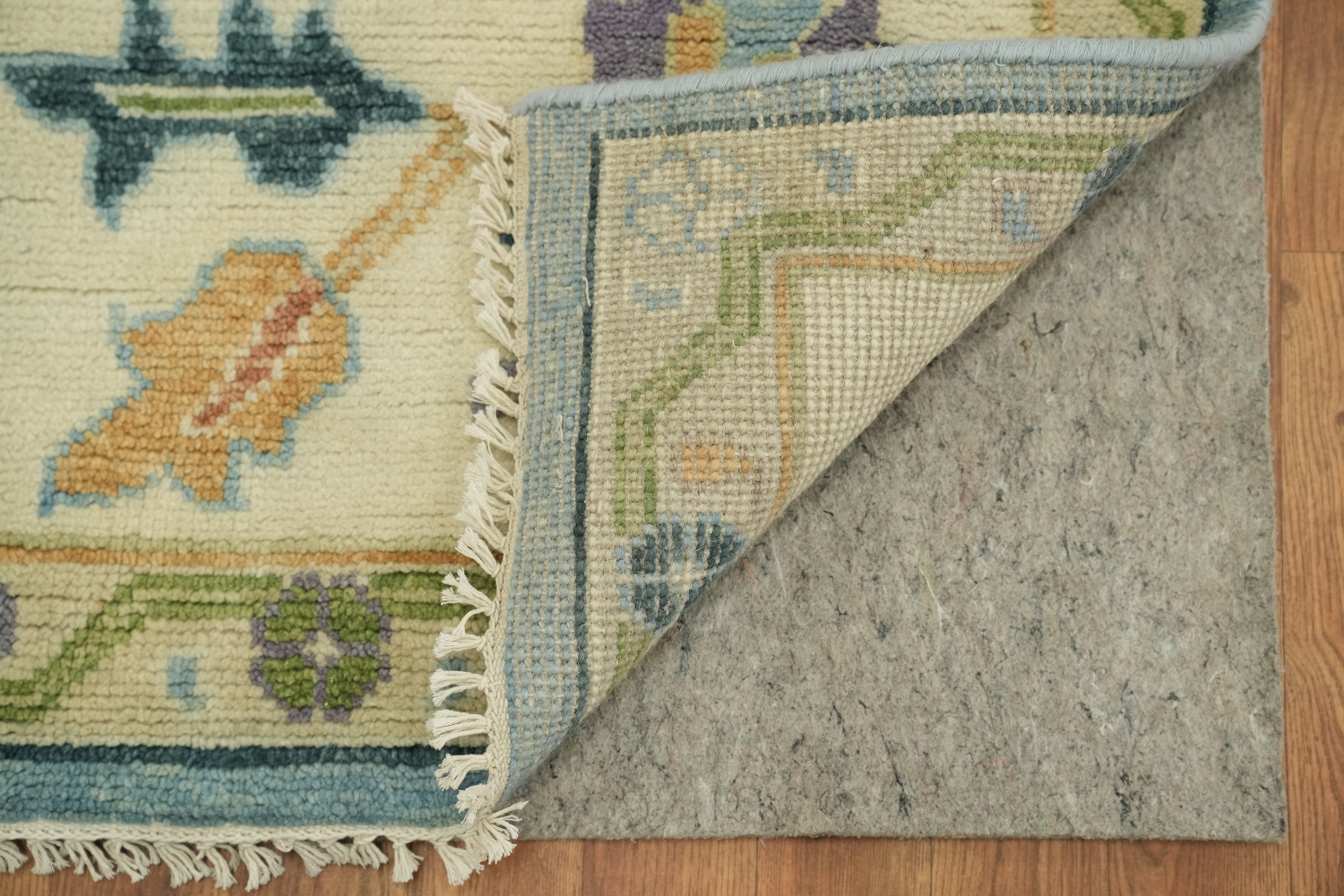 Light Blue & Ivory Traditional Oushak Rug, 9' x 12' Hand-Knotted Wool