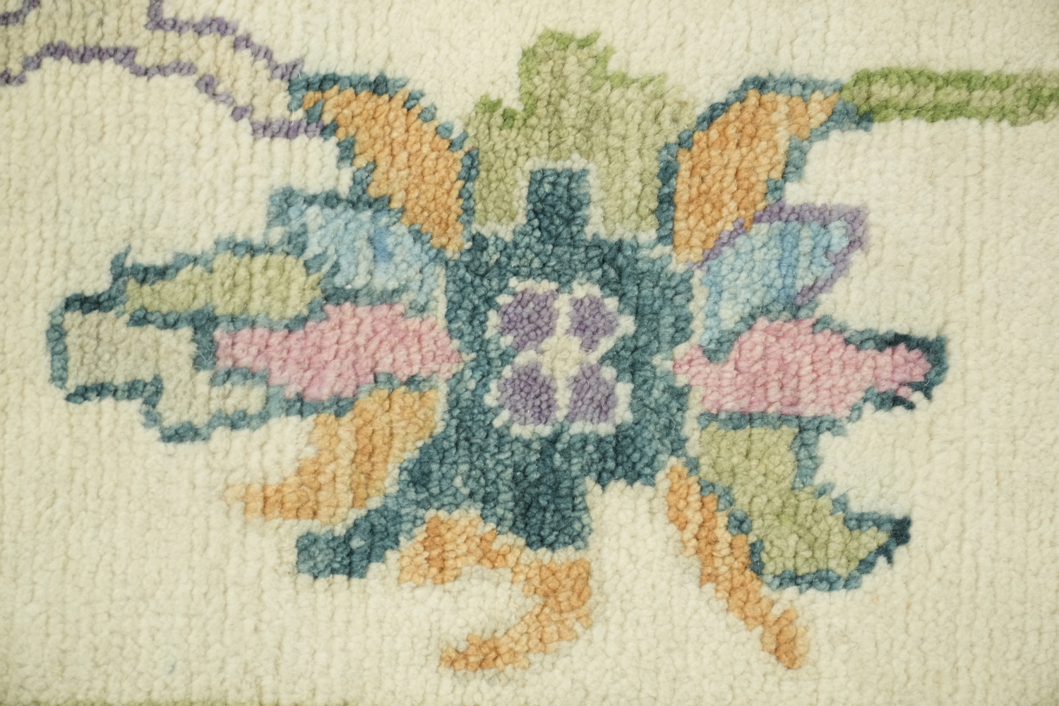 Light Blue & Ivory Traditional Oushak Rug, 9' x 12' Hand-Knotted Wool