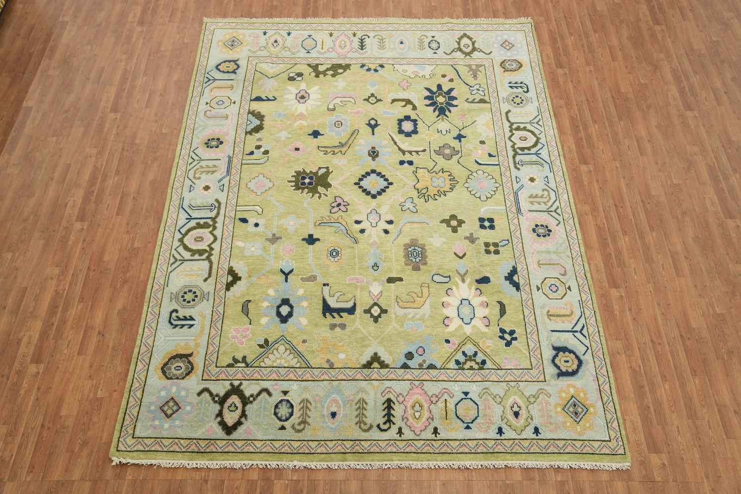 Sage Green Traditional Oushak Hand Made Area Rug 9x12