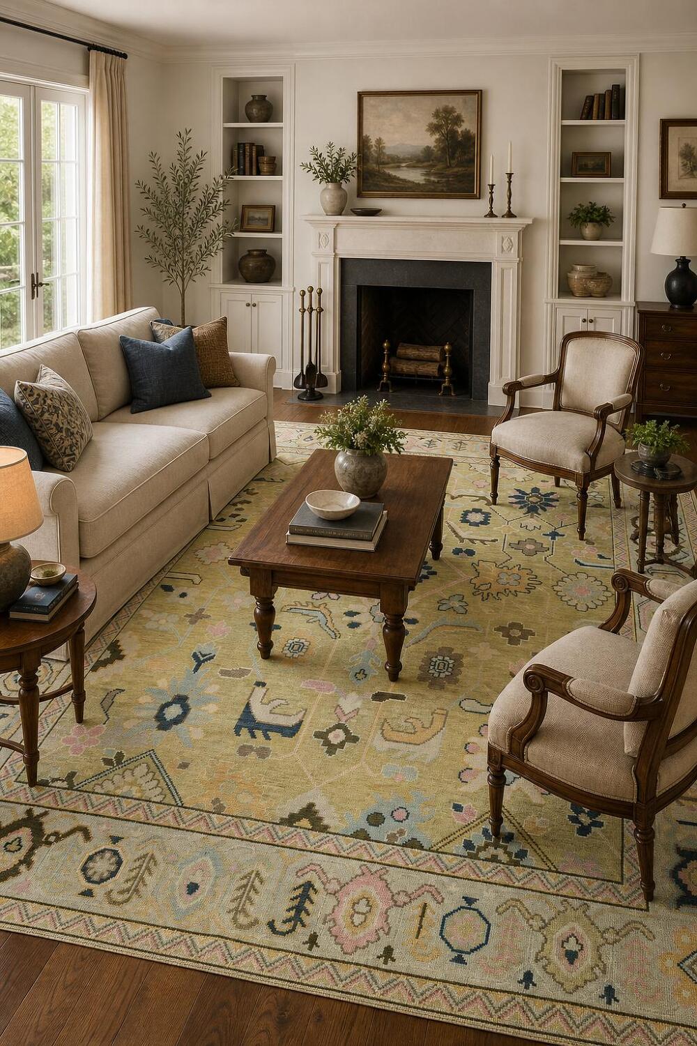 Sage Green Traditional Oushak Hand Made Area Rug 9x12