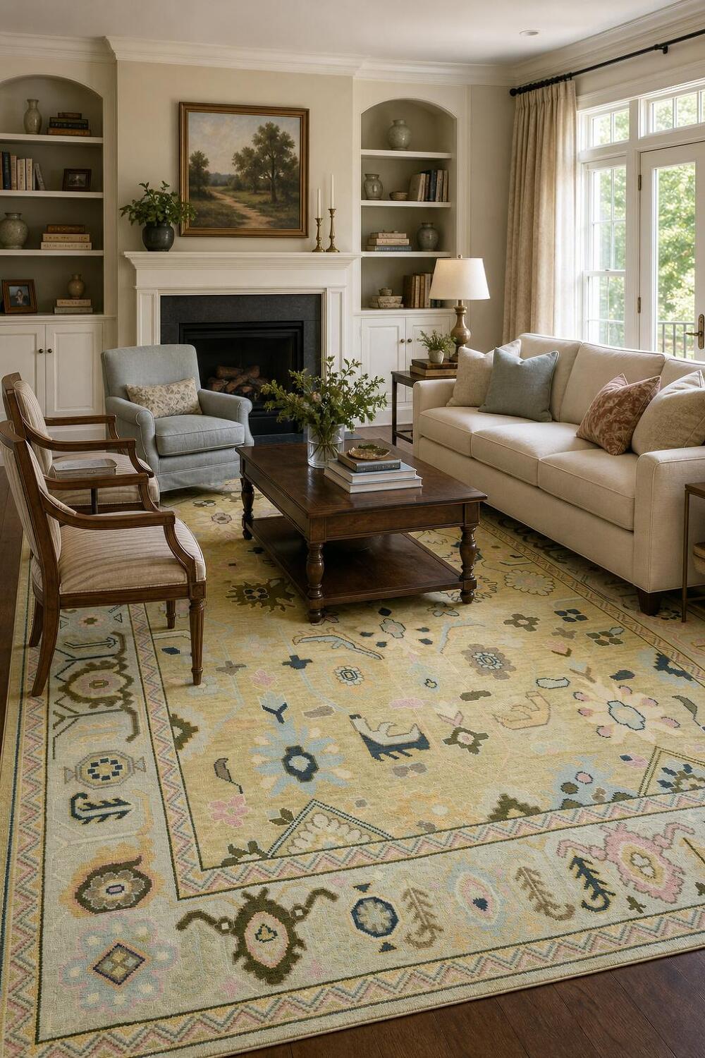 Sage Green Traditional Oushak Hand Made Area Rug 9x12