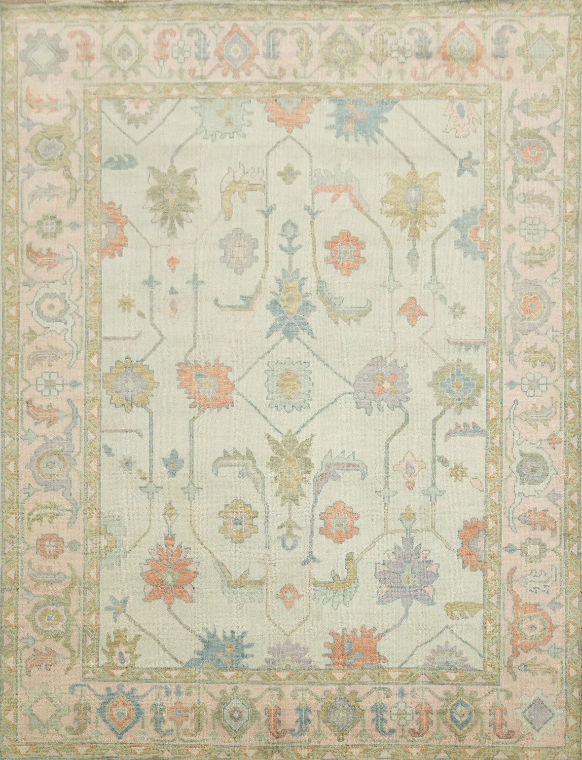 Mint Green Traditional Oushak Pastel Color Area Rug 9x12