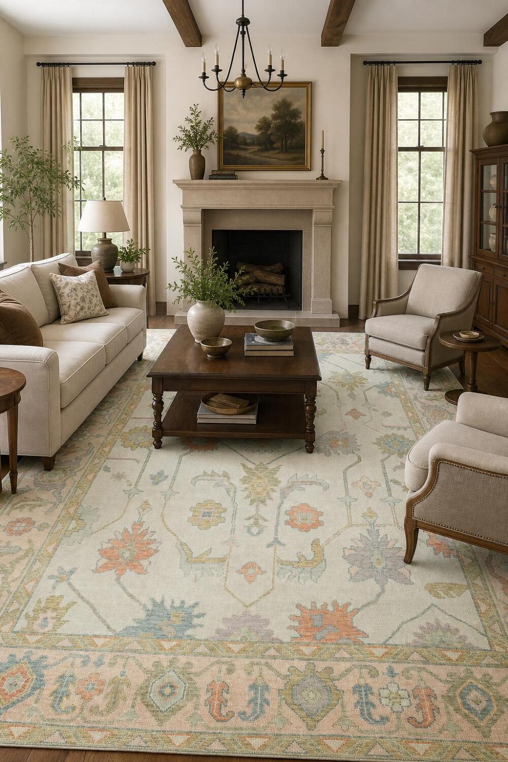 Mint Green Traditional Oushak Pastel Color Area Rug 9x12