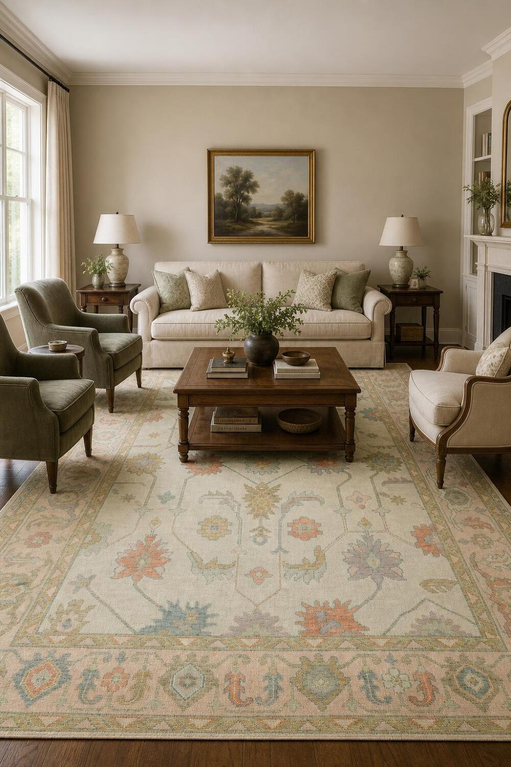 Mint Green Traditional Oushak Pastel Color Area Rug 9x12