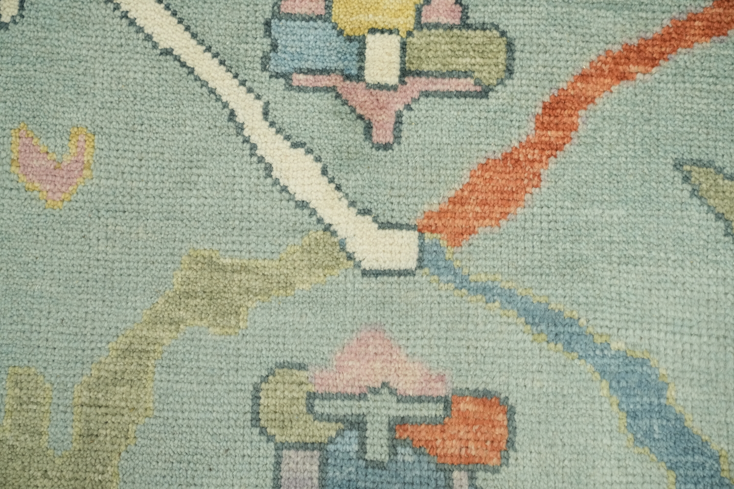 Blue and Teal Green Traditional Oushak Hand Made Area Rug 9x12