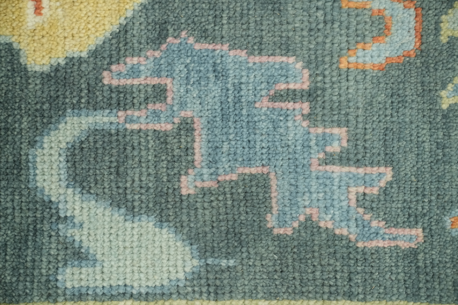 Blue and Teal Green Traditional Oushak Hand Made Area Rug 9x12