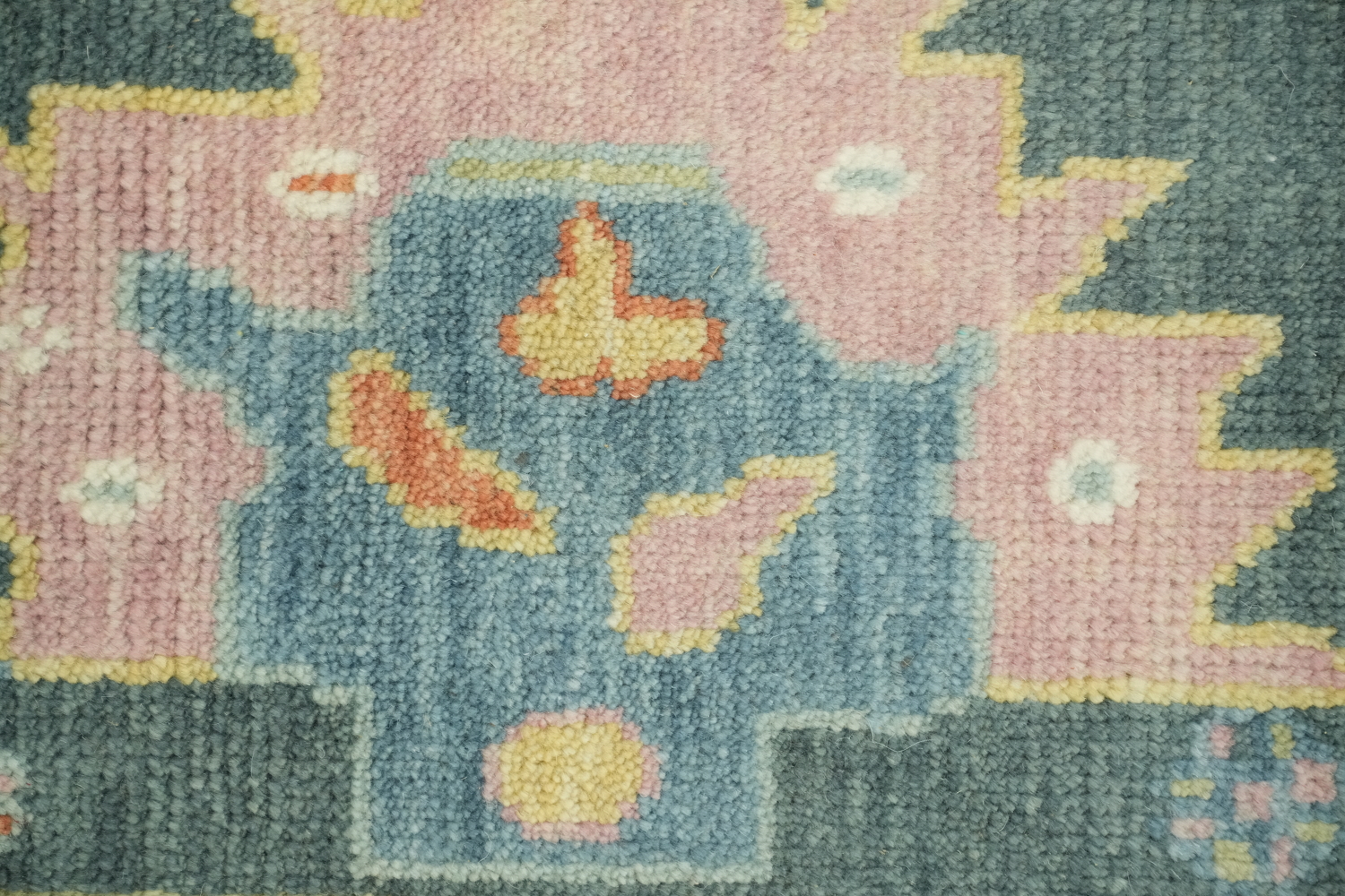 Blue and Teal Green Traditional Oushak Hand Made Area Rug 9x12