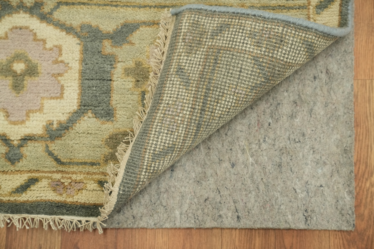 Classic Blue and Green Oushak Hand-Knotted Wool Rug 9x12 ft