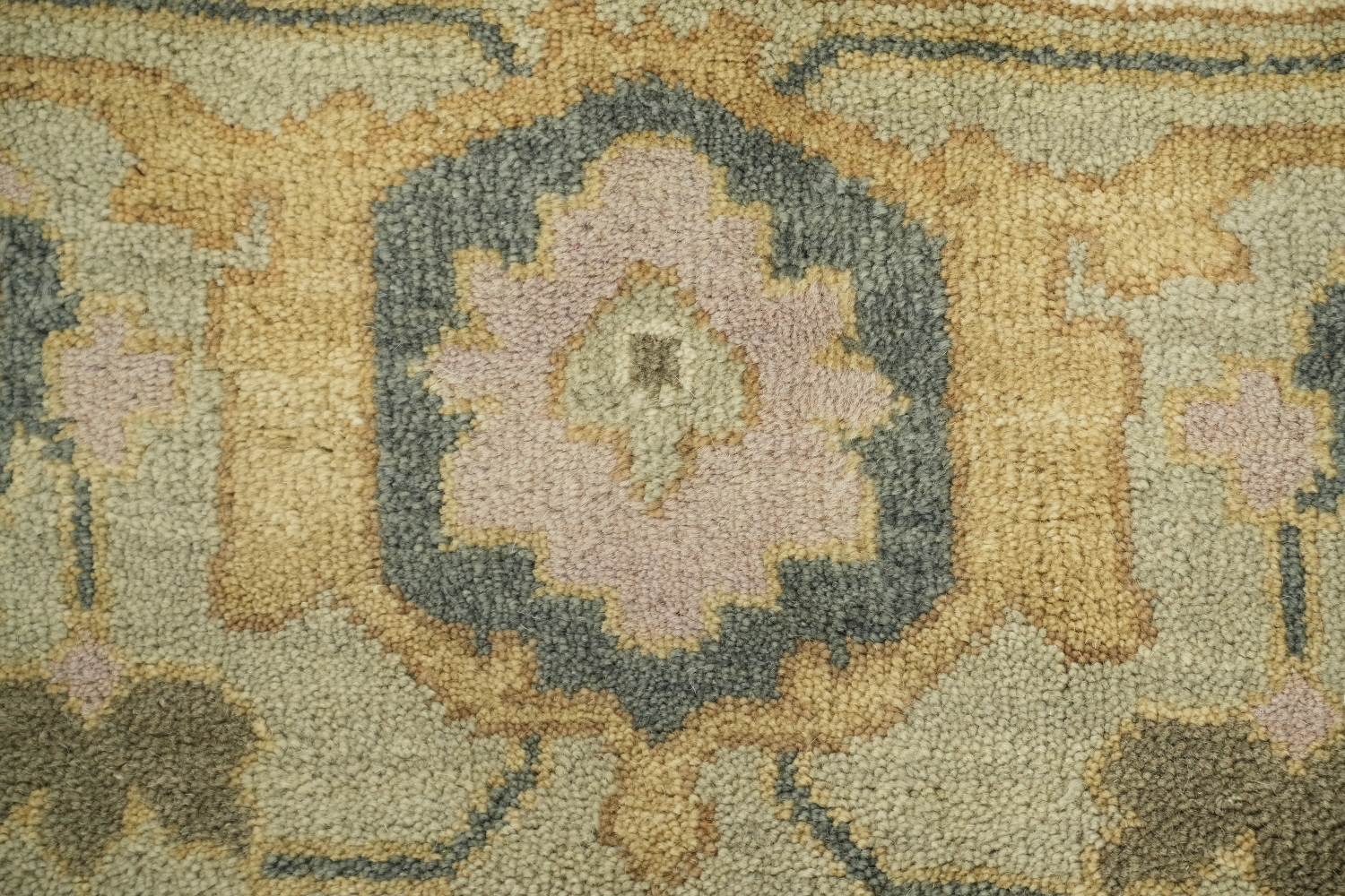 Classic Blue and Green Oushak Hand-Knotted Wool Rug 9x12 ft