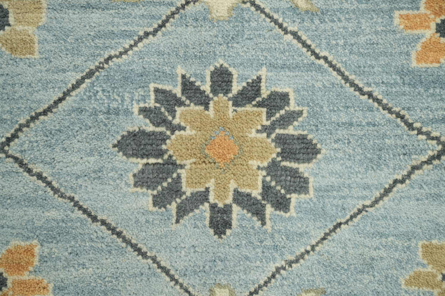 9'x12' Traditional Sky Blue Oushak Hand-Knotted Living Room Rug