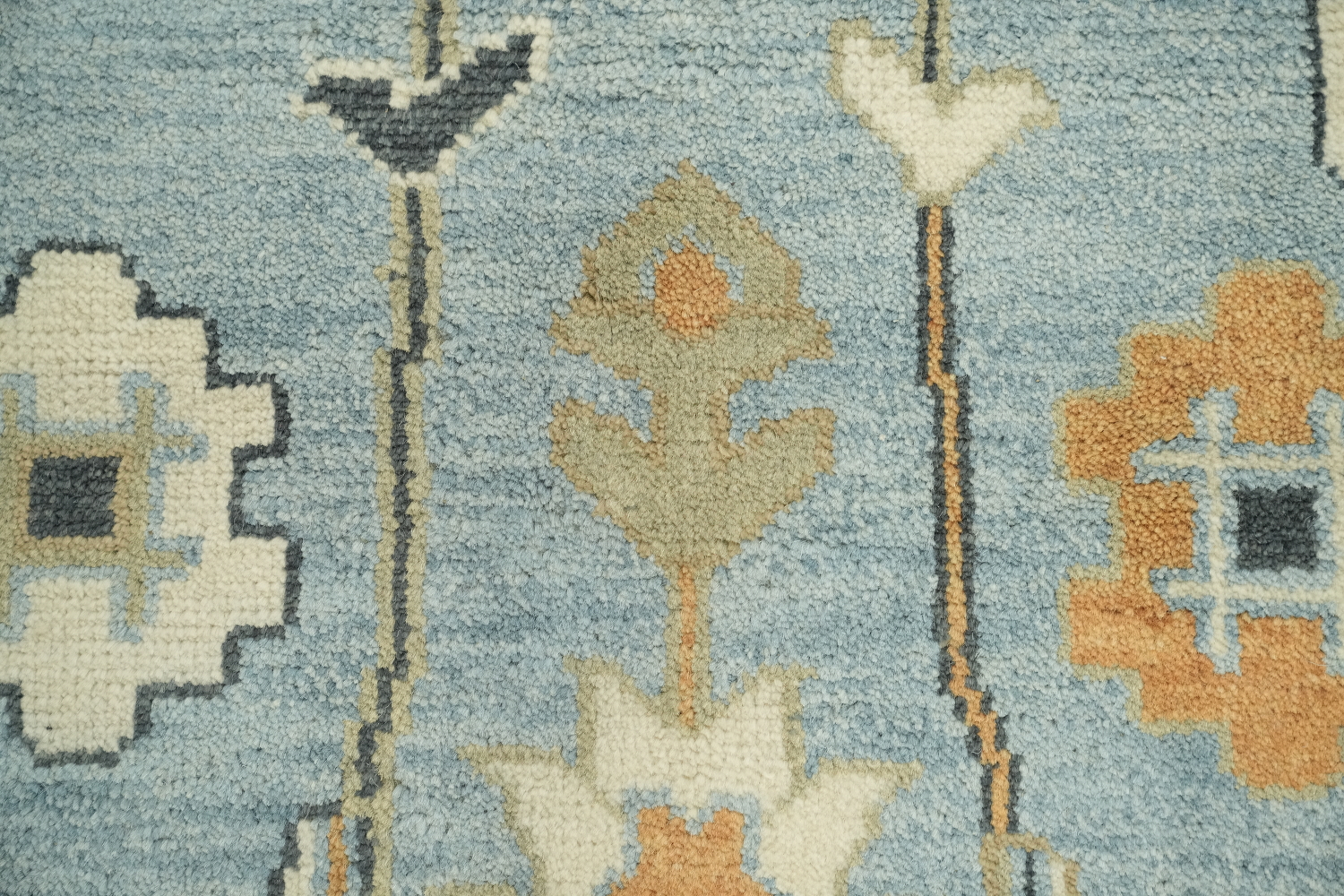 9'x12' Traditional Sky Blue Oushak Hand-Knotted Living Room Rug
