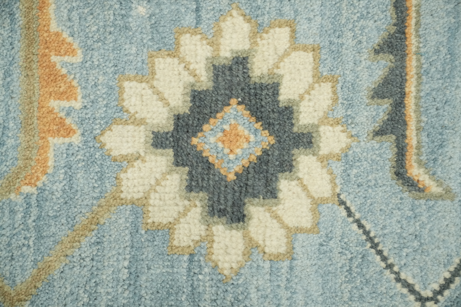 9'x12' Traditional Sky Blue Oushak Hand-Knotted Living Room Rug