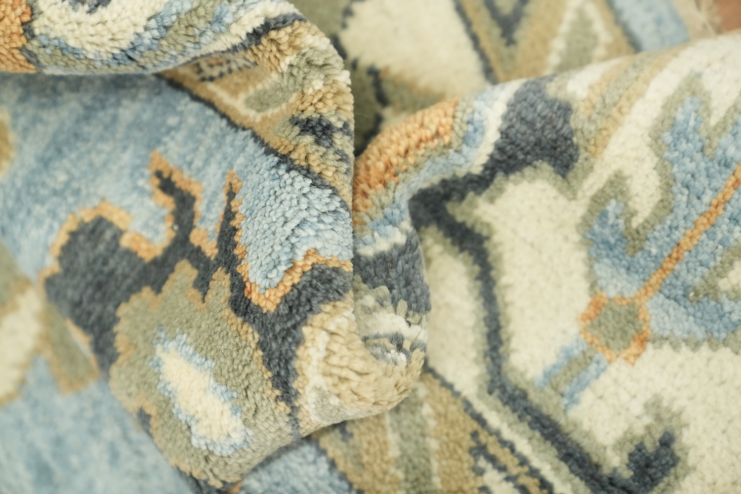 9'x12' Traditional Sky Blue Oushak Hand-Knotted Living Room Rug
