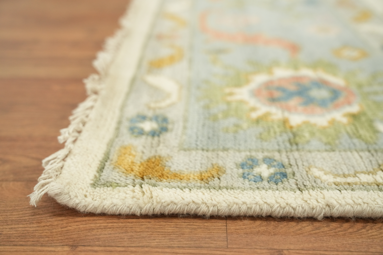 Elegant Pastel Color Oushak Hand-Knotted Indian Rug 8'x10'