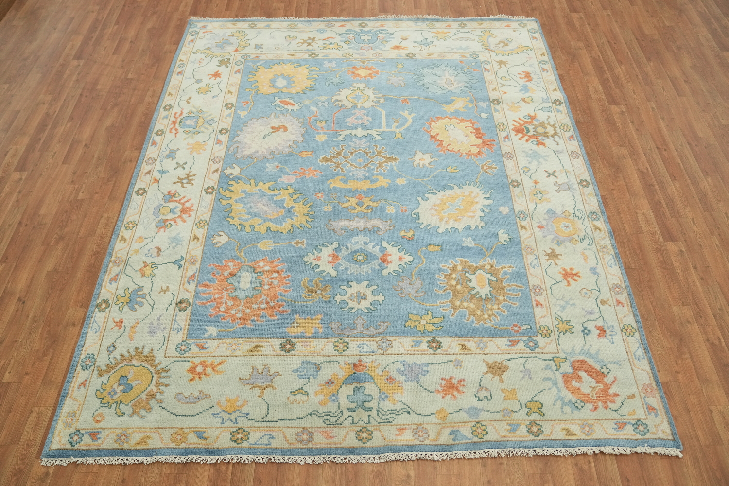 Sky Blue Pastel Color Traditional Oushak Hand Made Area Rug 8x10
