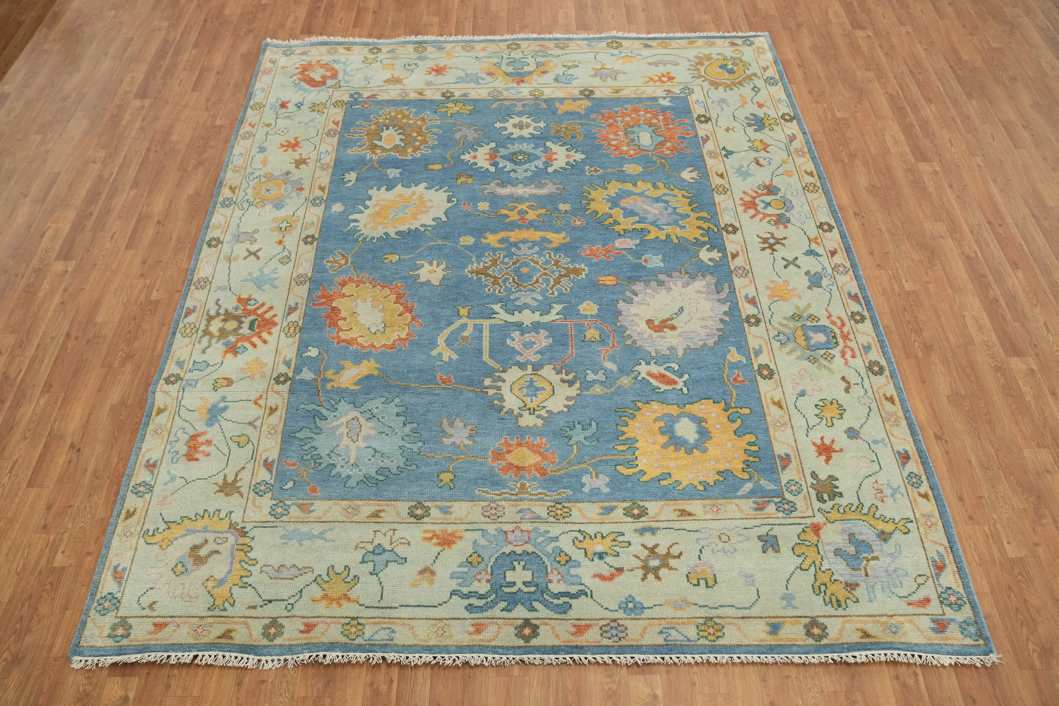 Sky Blue Pastel Color Traditional Oushak Hand Made Area Rug 8x10