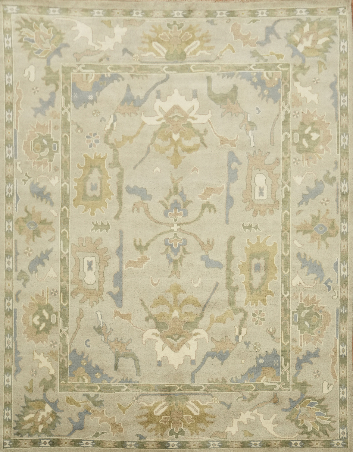 Light Sage Green Traditional Oushak Hand Made Area Rug 9x12