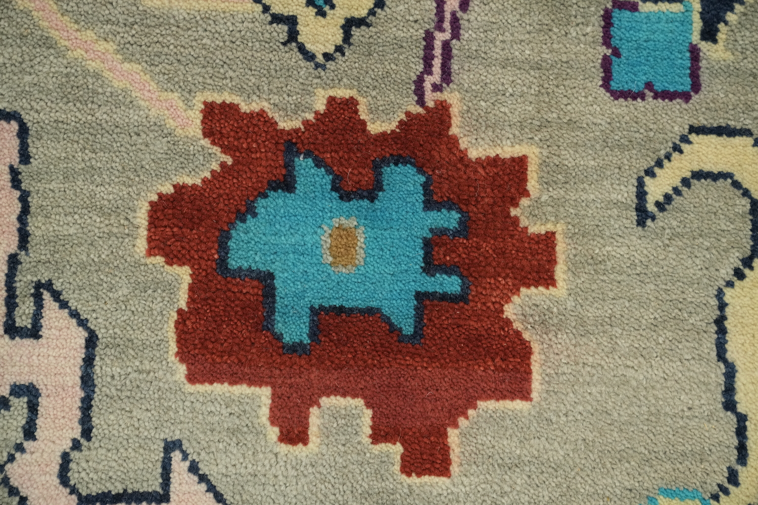 Colorful Oushak Oriental Rug with Intricate Floral Design 9'x12'