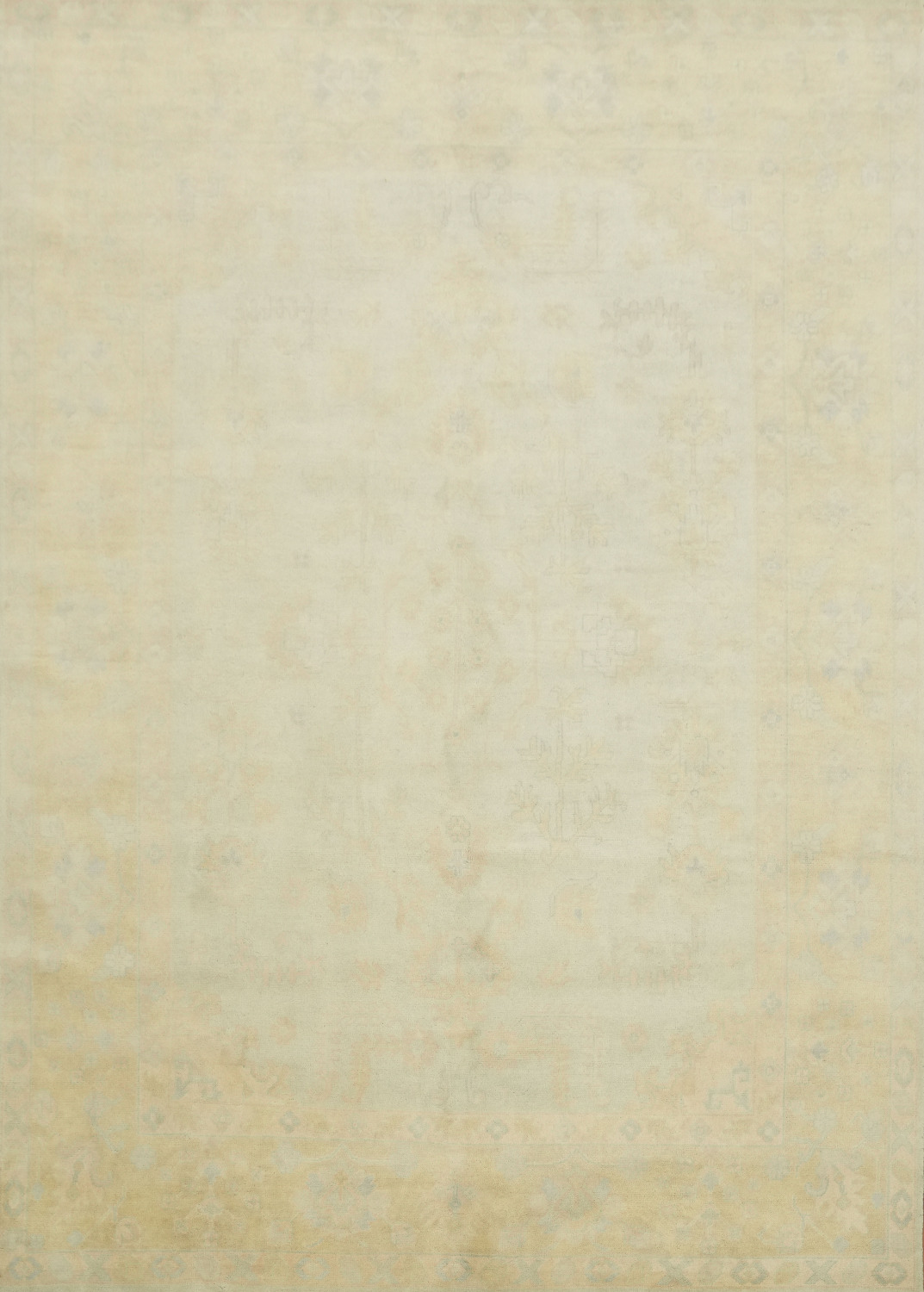 Muted Mint Green Traditional Oushak Hand Made Large Rug 10x14