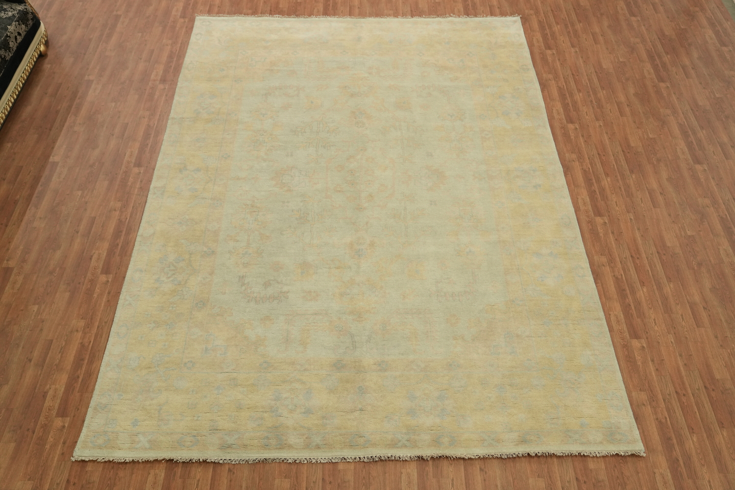 Muted Mint Green Traditional Oushak Hand Made Large Rug 10x14