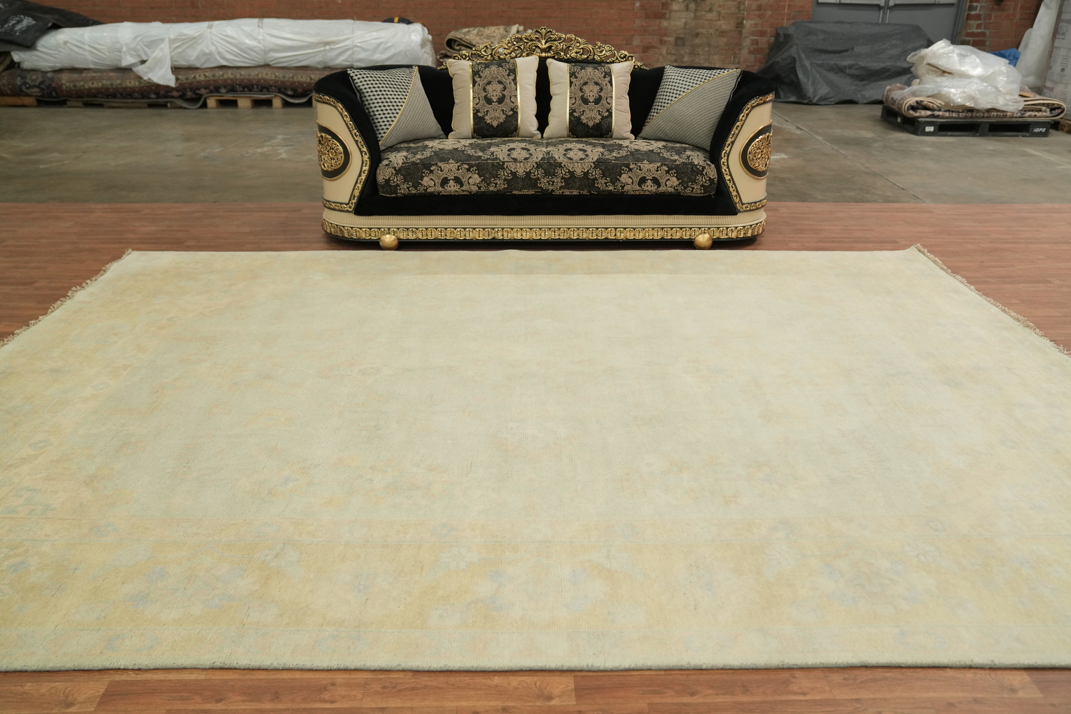 Muted Mint Green Traditional Oushak Hand Made Large Rug 10x14