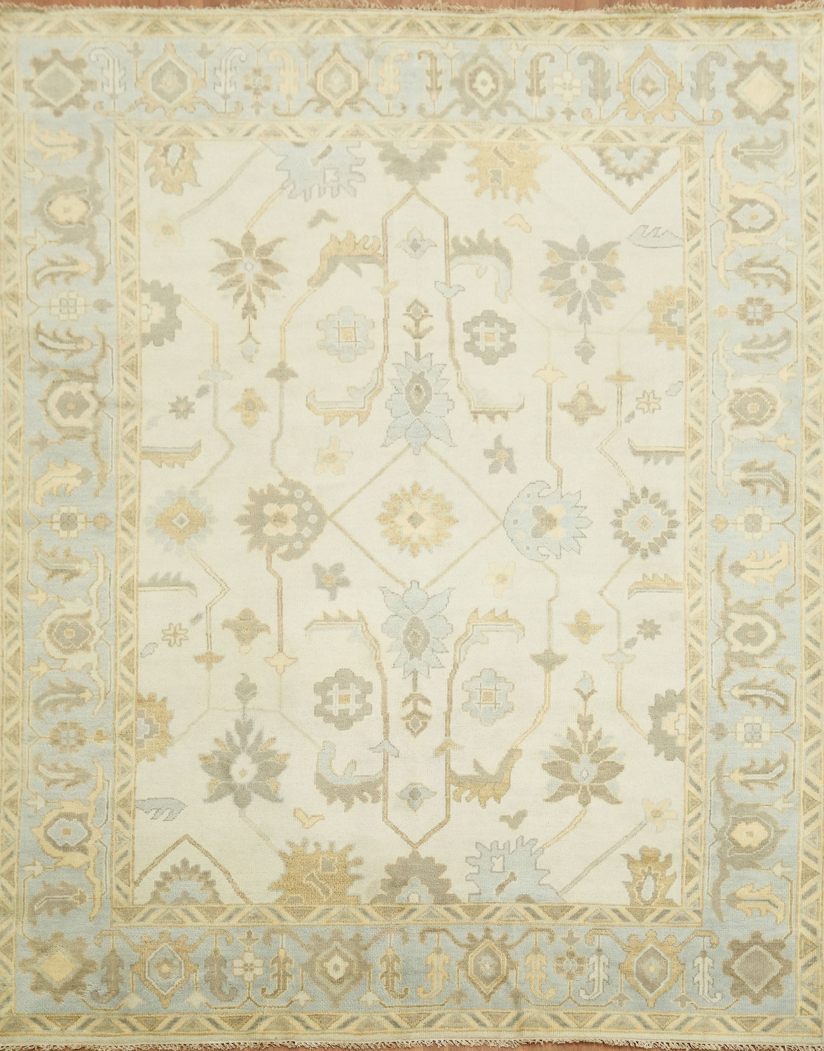 Stylish Neutral Area Rug with Traditional Motifs 9'x12'