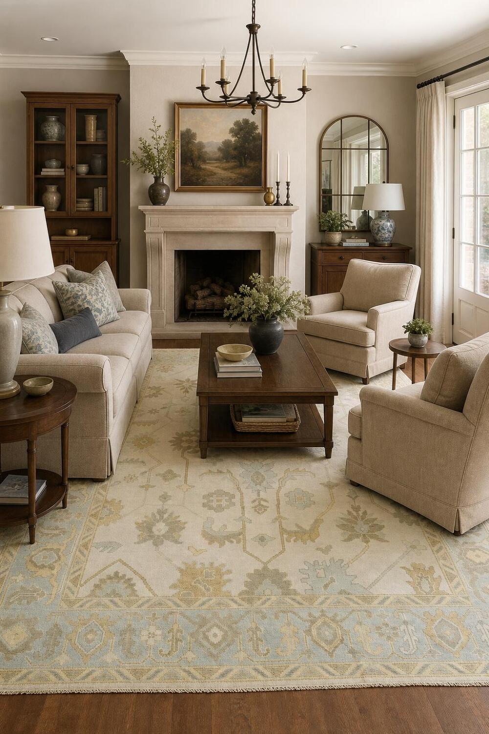 Stylish Neutral Area Rug with Traditional Motifs 9'x12'
