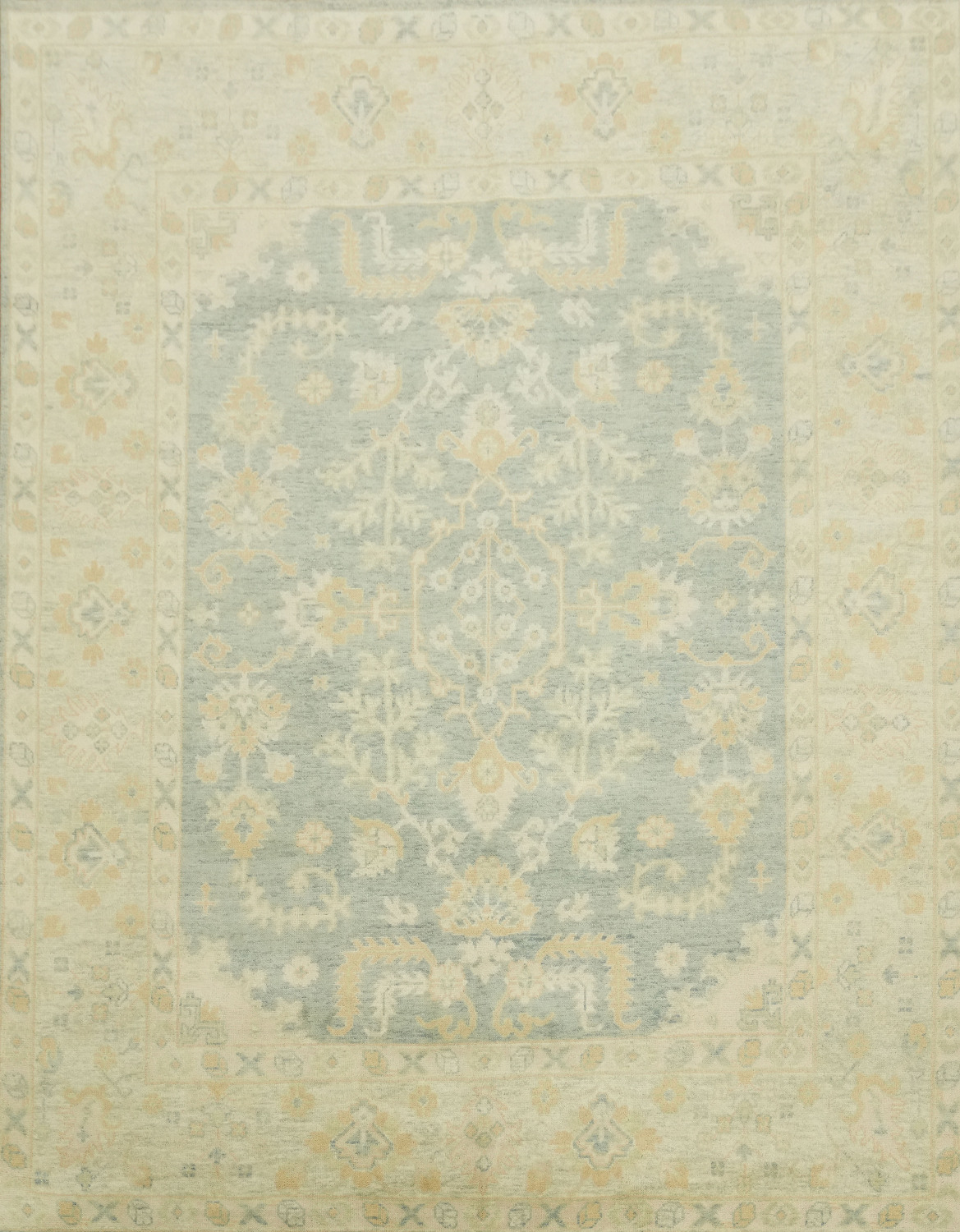 9'x12' Classic Oushak Traditional Rug with Subtle Floral Patterns in Pastel Hues