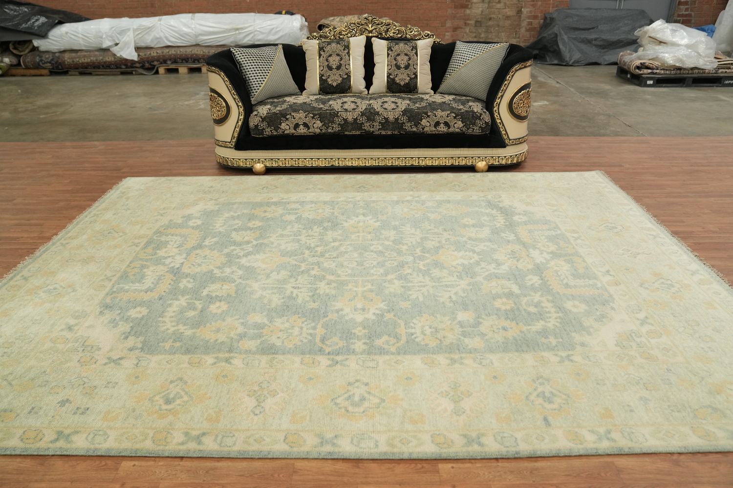 9'x12' Classic Oushak Traditional Rug with Subtle Floral Patterns in Pastel Hues