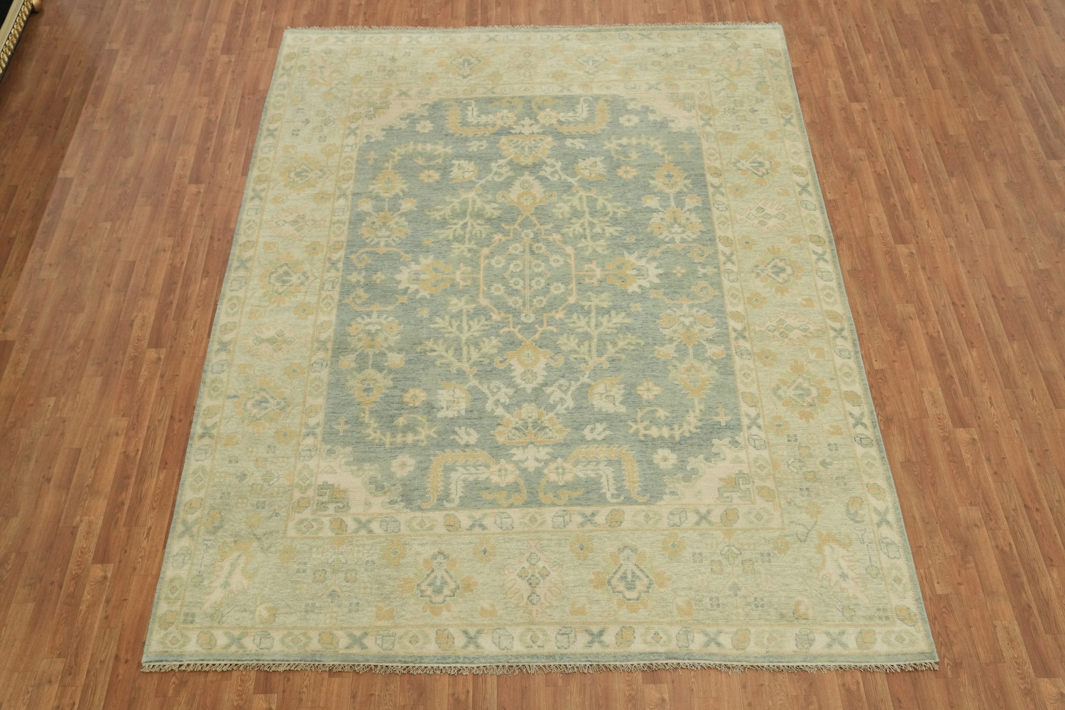 9'x12' Classic Oushak Traditional Rug with Subtle Floral Patterns in Pastel Hues