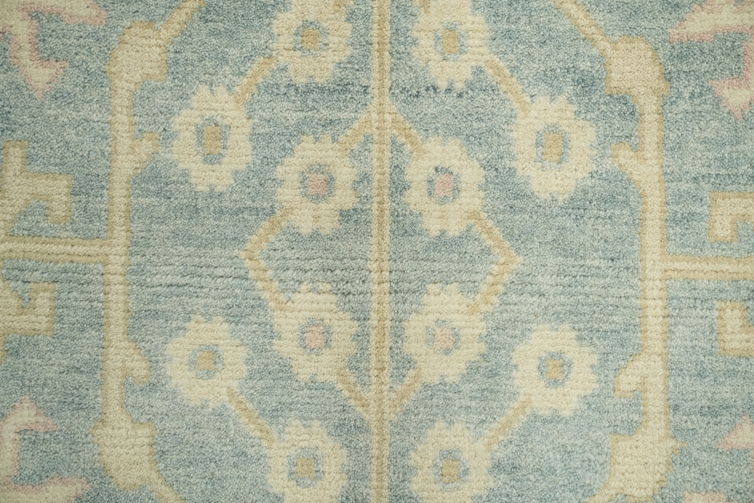 9'x12' Traditional Muted Tone Blue Oushak Hand-Knotted Living Room Rug