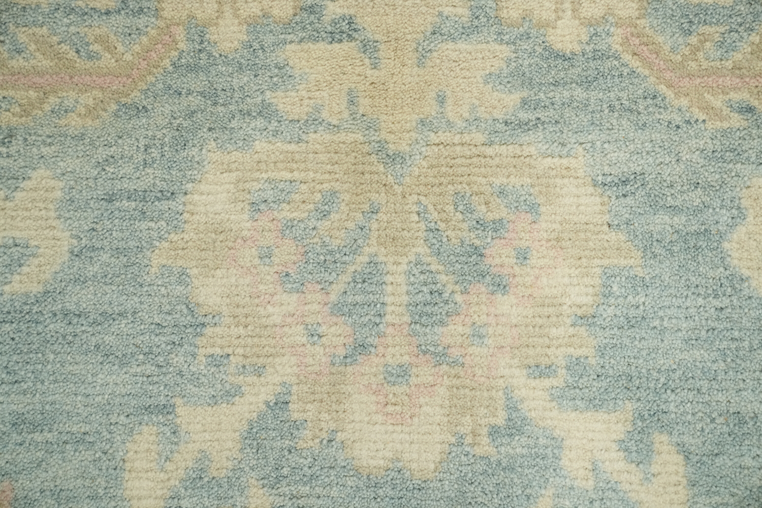9'x12' Traditional Muted Tone Blue Oushak Hand-Knotted Living Room Rug